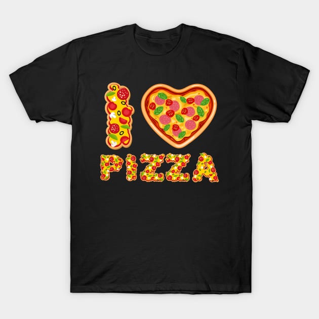 I Love Pizza valentines Day Heart Pepperoni Funny T-Shirt by jadolomadolo